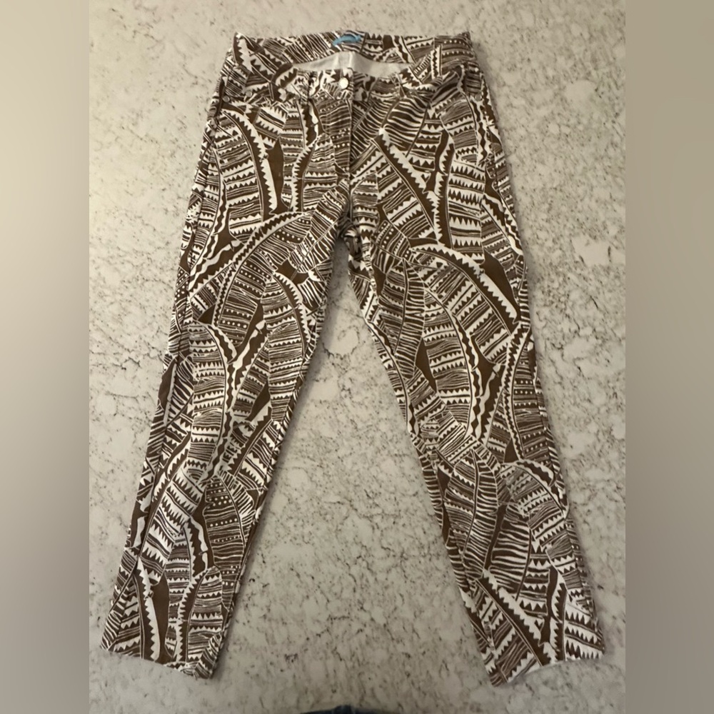 J. McLaughlin Brown and White Patterned Pants